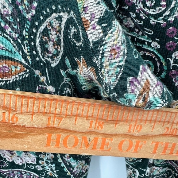 J Jill high neck green paisley cottagecore boho long sleeve cotton woman tee S - Picture 9 of 12